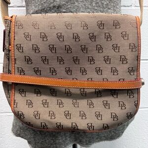 Designer-Style Tan/Brown Monogram Messenger Bag